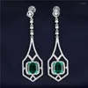 Dingle örhängen 14k Solid Rose Gold Jewelry Lab Created Hydrotemal Emerald Drop MS-200