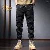 Pantalones para hombres Hombres Cargo Hombres Streetwear Casual Algodón Pantalones de jogging Verano Estilo coreano Negro Elástico Cintura Cordón Baggy