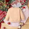 Kazak 0 24m Sonbahar ve Kış Bebek Bebek Moda Giyim Uzun Kollu Üst Noel Baba Renkli Baskı Pamuk Çocuklar Noel 231021