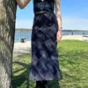 Gonne Gonna lunga con stampa scozzese Weekeep con spacco stile preppy dritto midi autunno inverno Harajuku moda donna abbigliamento vintage