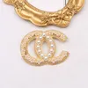 18K GOLD PLATED SHARM BROOCH Double Letter Luxury Designer PIN عالية الجودة للنساء