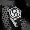 Armbandsur ForSining Sports Automatiska mekaniska klockor Blue White Sub-Dials Fashion Casual Rubber Strap Mens Watch