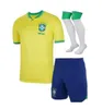 23/24 Brezilya Retro Kids Kit Futbol Formaları L.Paqueta Neymar Vini Jr. P.coutinho Richarlison Futbol Gömlek G.Jesus T.Silva Bruno G. Pele Casemiro Setleri Jersey Top