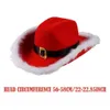 Wide Brim Hats Bucket Hats Fashion Christmas Cowboy Hats LED Luminous Red Velvet And White Feather Santa Hat Women Girls Cosplay Tiara Year Party Decor 231021