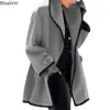 Piumino da donna in misto lana Autunno Inverno Cappotto da donna Trench da donna Cappotto lungo sottile caldo Moda allentato S5XL 231021