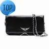 Femmes Zadig Voltaire Sac à bandoulière Fourre-tout Designer Hommes Embrayage Sacs à main en cuir véritable Pochette Rock Swing Your Wings Chaîne Luxe Denim Sunset