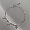 Link Armbanden Zilver Kleur Prachtige Liefde Hart Armband Voor Vrouwen Meisje Verjaardagscadeau Glad Oppervlak Onregelmatige Koreaanse Sieraden Drop