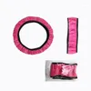 Steering Wheel Covers Universal Pink Cover Soft Warm Plush For Winter Car Interior Parts