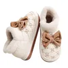 Pantofole in cotone per l'inverno all'aperto da donna, morbidi stivali da neve spessi, in peluche, per tenere al caldo, con fiocco, per casa, scarpe corte, con tacco, in cotone, taglia 36-41