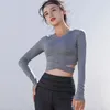 Active Shirts Long Sleeve Yoga Tops Sports Fitness Crop Top Gym Slim Fit Running Tank Criss Cross Waist