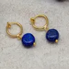 Kolczyki Dangle Natural lapis lazuli moneta okrągła ucha Studek słodkowodna wielkanocna wielkanocna karnawał karnawałowy gąpiec