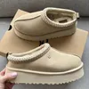 Tasman Pantoufles Tazz moutarde designer graine châtaigne fourrure diapositives en peau de mouton classique ultra mini plate-forme botte hiver femmes hommes chaussures à enfiler en daim supérieur laine automne