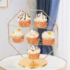 Narzędzia do pieczenia złoto 6pcs babeczki wystawowe Uchwyt do ciasta stojaki dekoracyjne na wesele przyjęcie urodzinowe deser ciastka