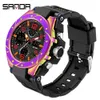 Fashion Sanda Top Brand Colorato Led Digital Sport Antiurto Cronometro Orologio Dual Time Display luminoso Orologio da uomo