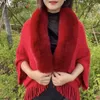 Women's Cape Rabbit Fur Women Shawl Luxury Elegant Sticked Tassel Banquet Party Shawl Thermal Batwing Sleeve Winter Scarf Cardigan 231021