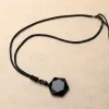 Zwarte Obsidiaan Natuursteen Hanger Kettingen Kubieke Hexagram Ketting Amuletten Talismannen Sieraden