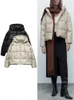 Womens Wool Blends Zbza Autumn Winter Thocked Warm Pu Imitation Leather Kort huva vadderad jacka Top Faux Parka Coat 231021