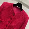 Vestes pour femmes Rose Rough Tweed Court Manteau à col en V Célébrité Xiaoxiangfeng Costume Laine