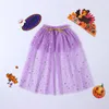 Jackets 0-10Y Kids Girls Capes For Cosplay Party Halloween Costumes Stars Moon Sequins Mesh Princess Cloak Baby Children Outerwear
