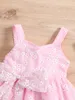 Mädchen Kleider Baby Mädchen Rüschen Ärmel Strampler Sommer Casual Blumendruck Overall mit Schleife Stirnband für Strand Party Outfit