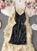 Casual Dresses Women Sequined Dress Chic Sexy Night Club Strap Summer Super Shiny Sleeveless O-neck Beach Ins SP061