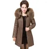 Women's Trench Coats Ukraine Fur Collar Womens Winter Down Cotton Jackets Plus Size Middle Aged Woman Coat Parka 2023 Fashion Thick Female