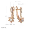 Boucles d'oreilles Kinel 585 Couleur Or Rose Goutte Pour Femmes Plein Brillant Naturel Zircon Accessoires Mariée Bijoux Quotidiens Saint Valentin Cadeaux