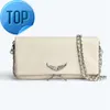 Kvinnor Zadig Voltaire Shoulder Bag Tote Designer Män Koppling äkta läderhandväskor Pochette Rock Swing Your Wings Chain Luxury Denim Sunset