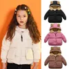 Down Coat Baby Winter Clothes Toddler Kids Boys Girls Fleece Varma solida rockar Bär öron med huva vadderad jacka outwear