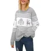 Women's Sweaters Christmas Long Sleeve Round Neck Reindeer Geometric Print Pullover Casual Knit Tops