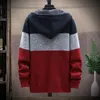 Chandails pour hommes automne hiver style coréen hommes cardigan à capuche épaissi avec pull en velours manteau patchwork veste tricotée mâle 231021