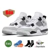 With Box 4s Basketball Shoes Women Men Jumpman 4 WMNS Sail Military Black Cat Oreo White Military Blue Vivid Sulfur Medium Olive Sports Sneakers