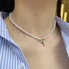 Pendant Necklaces Evil Blue Eye Imitation Pearl Necklace For Women Collar Gold Color Stainless Steel Clasp