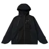 Red Black Patchwork Men's Windbreaker Outwear Jacket Hooded Clothes Oversized Coat