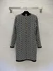 BA032 Partykleider für Anlässe, geometrisch, wunderschöner Rock, Pullover, Kleider für Herbst und Winter, Damen, langärmelig, Knöpfe, Strickwaren, lässige Party-Robe