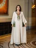 Vêtements ethniques Moyen-Orient Jalabiya Dubaï Perlé Paillettes Robe brodée Femmes musulmanes Col V Lâche Abaya Robes de soirée