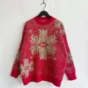 Kvinnors tröjor Omchion Abrigo Mujer 2023 år Pullover Gold Thread Jacquard Big Snowflake Elk Christmas Sweater Female Clothing
