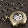 Pocket Saatler Vintage iskelet steampunk mekanik izleme erkekler Roman Nameralı Lüks Bronz Retro El Kolye Kadınlar İçin