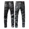 Jeans pour hommes Homme Designer Purple Skinny Ripped Biker Slim Pantalon droit Stack Fashion Mens Trend Brand Vintage Pant 01