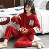 Men's Sleepwear 2023 Winter Couple Long Sleeve Thick Warm Flannel Pajama Sets For Men Korean Loose Coral Velvet Homewear Home Clothes