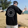 メンズTシャツ白いダークグレーオレンジヴィンテージスモールネックラインショートライン夏大型サイズルーズカジュアルトップS-5XL