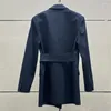 Veste de costume asymétrique pour femmes, vêtements d'extérieur, mode coréenne, coupe cintrée, manteau en laine mélangée, haut à manches longues, Y2k, automne 2023