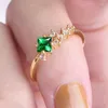 Anelli a grappolo CAOSHI Trendy Shiny Green Zirconia Anello da dito Moda Wedding Band Gioielli da sposa Delicati Accessori versatili per