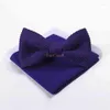 Bow Ties Regulowany bowtie chusteczka z zestawem dzianiny impreza granatowa