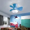 Modern Simple Fan Ceiling Light Timable And Low-energy 6 Speed Wind Control Colorful Macoron Fans Lamp For Living Room Bed