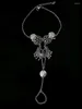 Bracelets de cheville bohème gland cheville pour femmes fille accessoires de plage fleur creuse sculptée en forme de larme anneau de pied pieds nus décorer