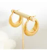 Hoop örhängen ins elegant 18k guldpläterad rostfritt stål repstruktur örhänge för kvinnor vattentätt plåtfri fest bröllop