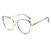 Sunglasses Frames Anti-blue Light Glasses Fashion Ladies Cat Eye Metal Eyeglasses Frame Oversized Flat Mirror Eyewear Ultralight Women