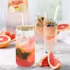 Wine Glasses Bamboo Lid Drink Cup Cocktail Straw Glass Coffee Cups Lids Iced Tumbler Drinking Rubber Clear Tumblers Travel