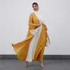 Etniska kläder 3 -stycken Set Dubai Open Abaya Dress Women Muslim Kimono Cardigan Turkiet Abayas Islamic Hijab Caftan Arabic Robe